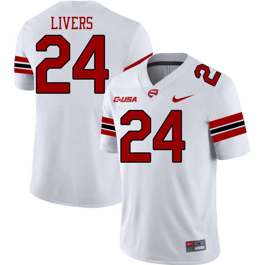 Western Kentucky Hilltoppers #24 Virgil Livers College Football Jerseys Stitched Sale-White